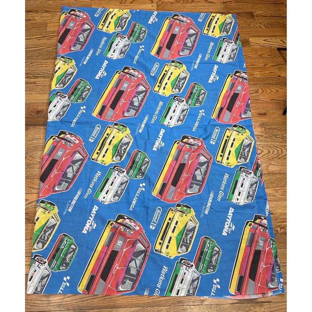 Vintage NASCAR Racing Twin Flat Sheet‎ Blue Daytona Talladega USA 80s 90s